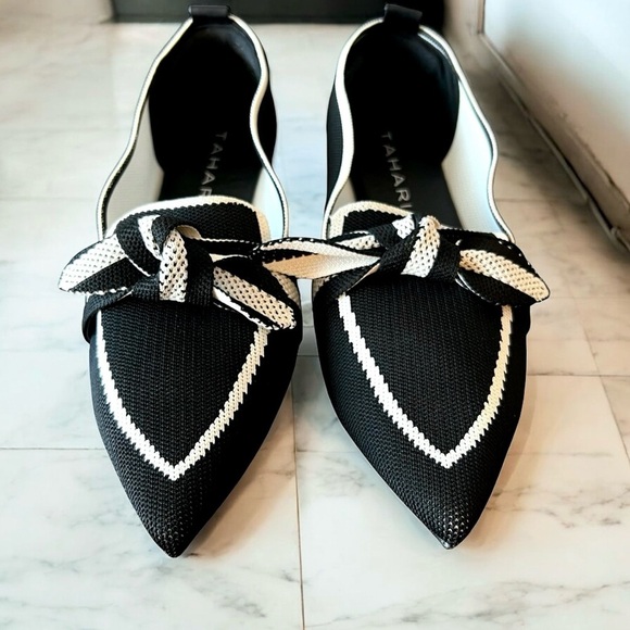 Tahari Florentia Flats, Black and White with Tie Knot - Picture 3 of 10